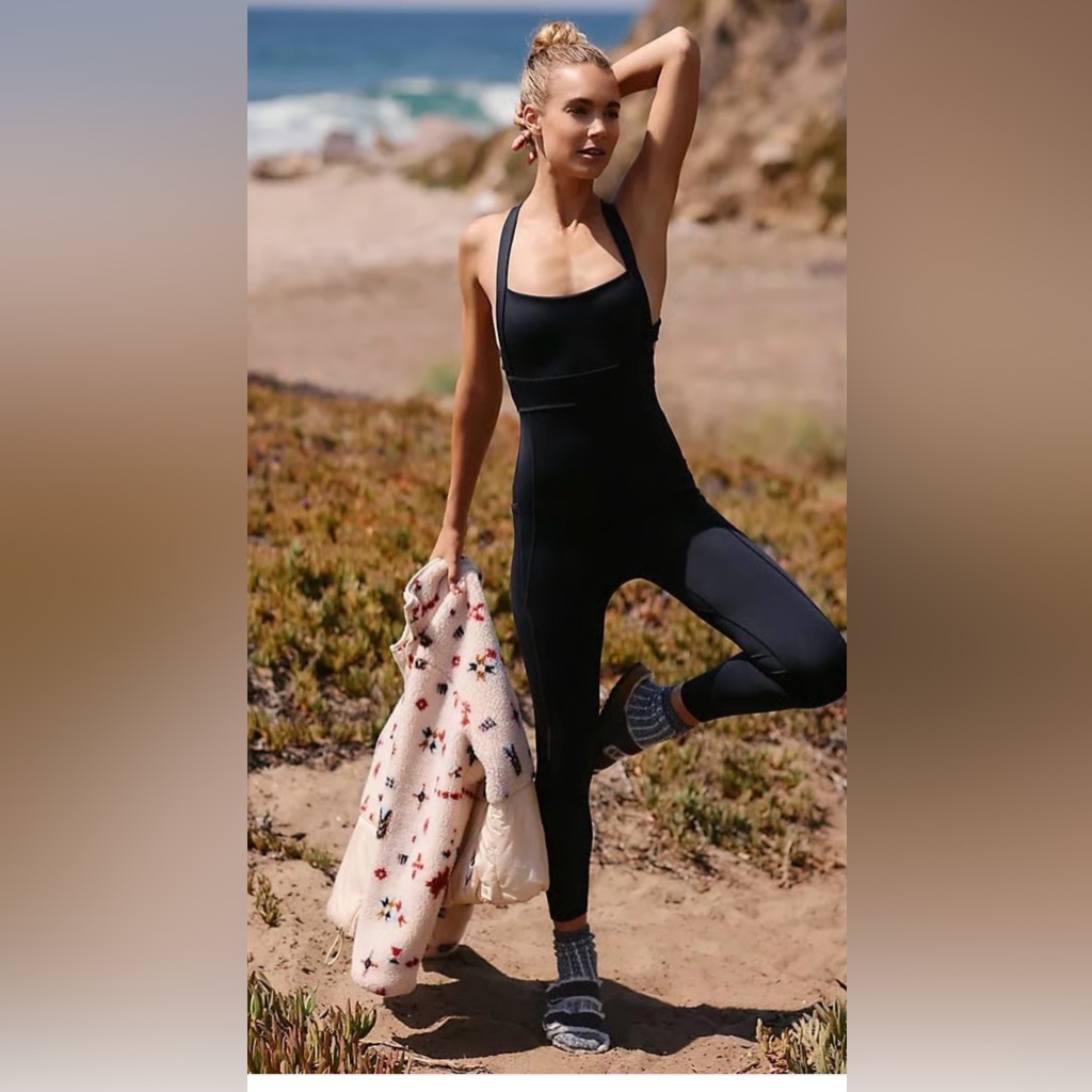 Fp Movement By Free People Cross-Back Black Jumpsuit Nwot